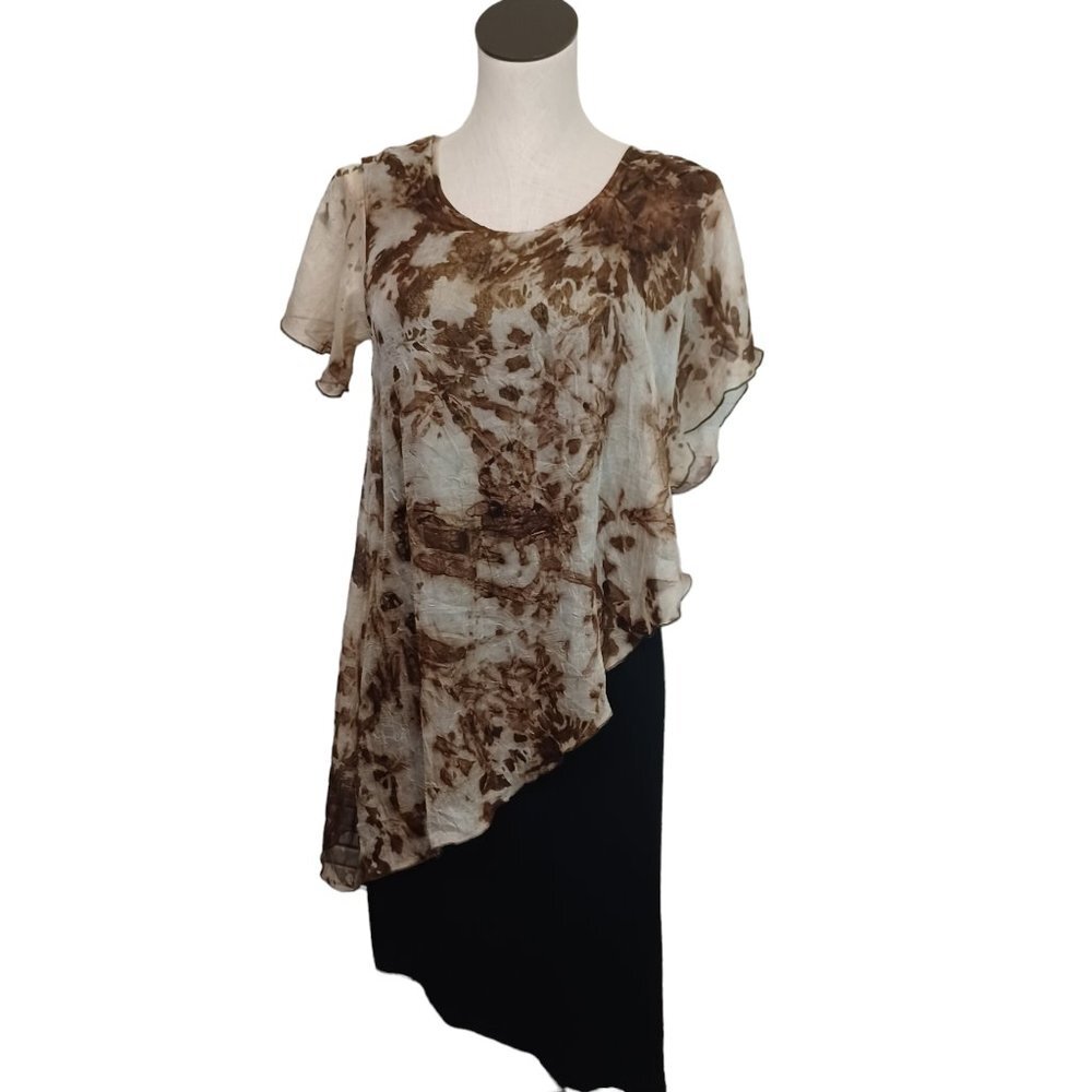 Pretty Angel Brown Tie Dye Asymmetrical Layered Midi Dress‎ Small NWT AM-10860
